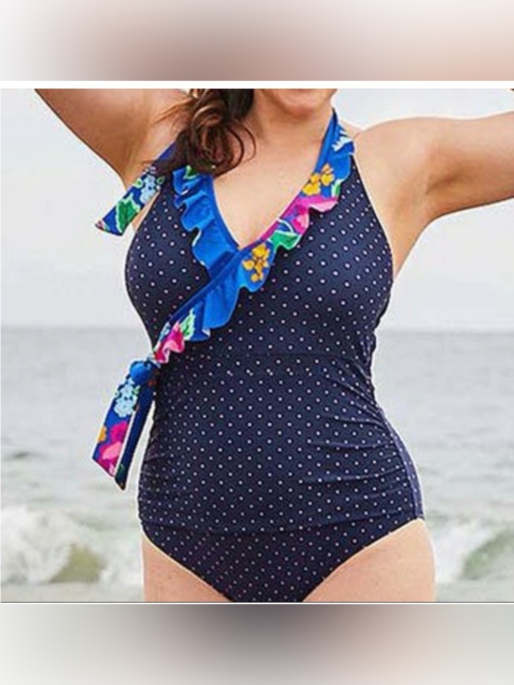 Matilda Jane Sandcastle Queen Size S One Piece Women's Ruffle Halter Swimsuit